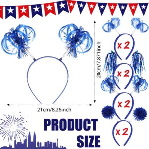 Censen 8 Pcs Pom Pom Headbands Party Headbands Tinsel Wrapped Ponytails Headbopper Headwear for Halloween Birthday Festival(Blue)