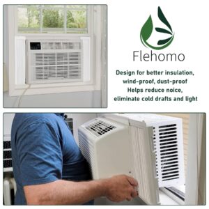 Flehomo Window Air Conditioner Side Panels with Frame, Adjustable Insulation AC Side Panel for 5,000 BTU Window AC Unit, Frame Included