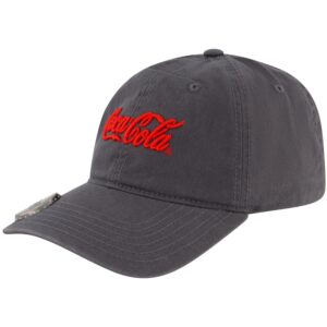 Coca Cola Dad Hat, Logo Cotton Adjustable Baseball Cap with Curved Brim and Bottle Opener, Grey, One Size