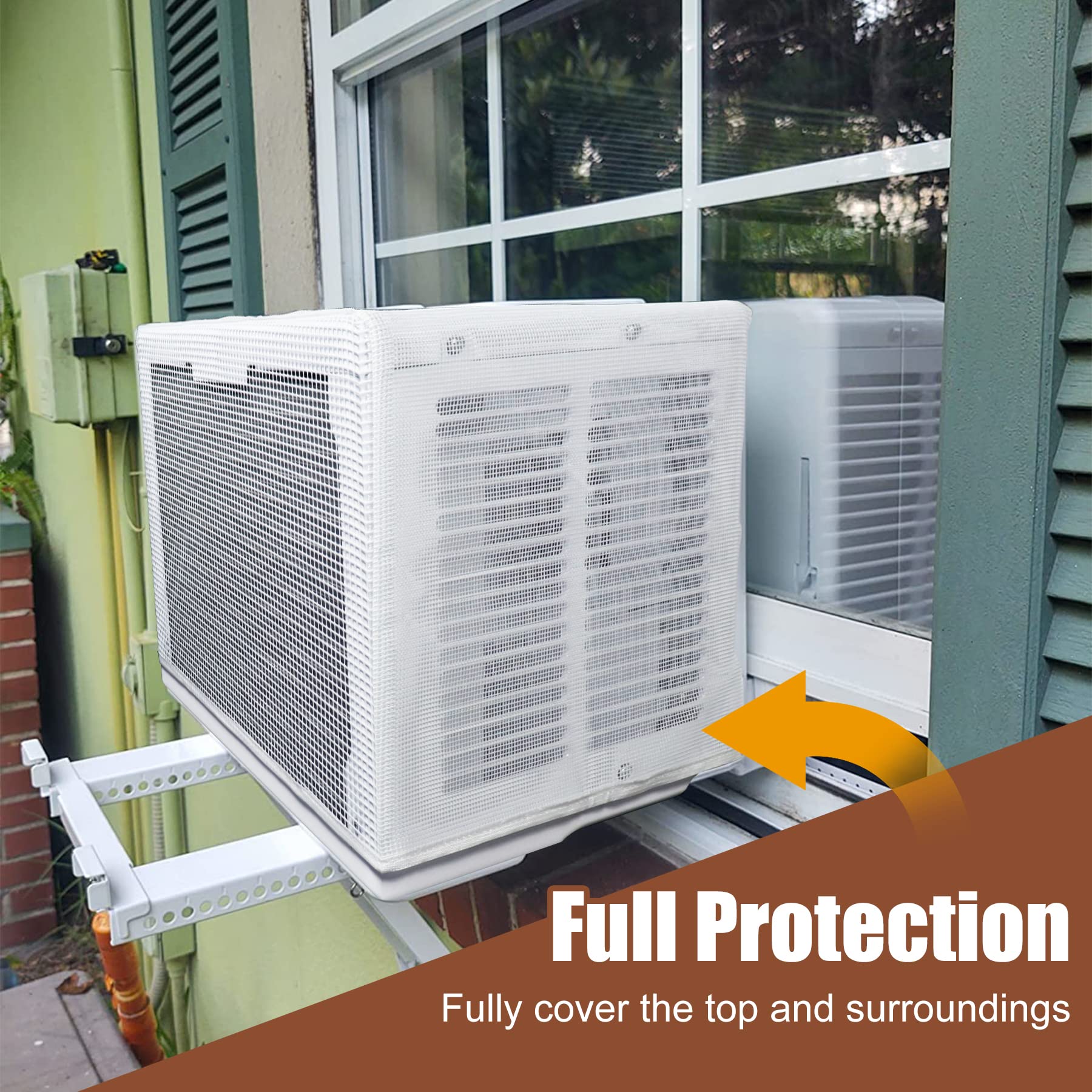 BJADE'S Window AC Cover for U-Shaped Window Air Conditioner Unit,Mesh Design Outdoor AC Covers,Dustproof & Windproof Outside Window AC Protection Cover