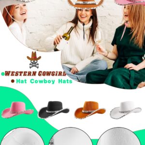 SGBETTER 4 Pack Adult Texan Cowboy Hat Country Western Cowgirl Hat Cowboy Hat for Women Cowboy Themd Party Dress up