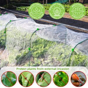 Garden Netting Kit, 10x30 Ft Pest Barrier Bird Ultra Fine Mesh Netting with 6Sets Garden Hoops & 36 Clips for Raised Beds, Garden Plants Net Protection for Vegetable Fruit Flowers Greenhouse Row Cover