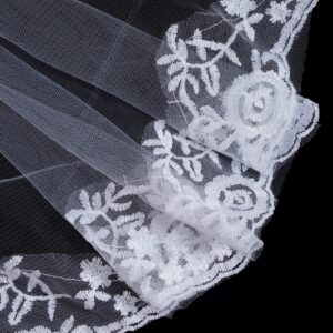 jiebor White Lace Veil Bridal Wedding Veils Halloween Veil for Women Brides Wedding Bridal Shower