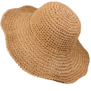 crochet straw sun hat for women floppy beach sun hat soft large lady bucket hat foldable travel summer medium khaki