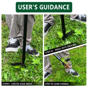 OOir onOO High Hardness Weed Pulling Tool - Manual Stand Up Weed Puller with 48" Metal Handle & 4-Claw Steel Head Design - Easily Remove Weeds Without Bending or Kneeling