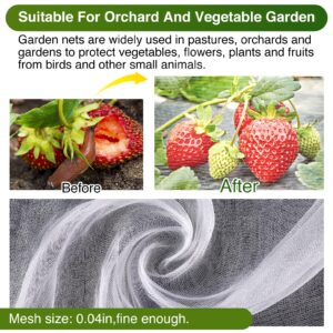 10 * 50FT Garden Mesh Netting Barrier, Ultra Fine Plant Netting for Garden Protection, Garden Net Fruit Tree Netting for Vegetable Blueberry Bushes Plant Row Cover Screen Protection