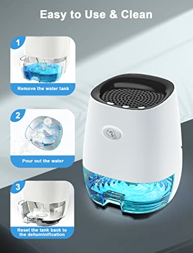 Dehumidifiers:Portable Dehumidifier for Home, Bedroom, Bathroom 35OZ Small Dehumidifiers Mini dehumidifier with Auto Shut-off, 7 Colors Night Lights, Ultra Quiet for Closet RV Office