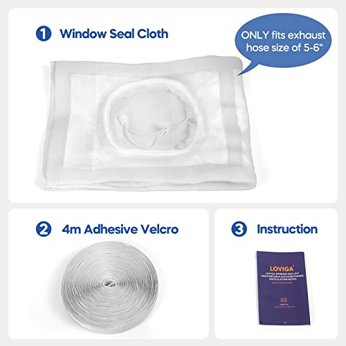 Loviga Portable AC Window Seal Kit Vent Kit, 100% Sealing Waterproof Universal Window Seal for Portable Air Conditioner, No Need for Drilling-25x62~92cm