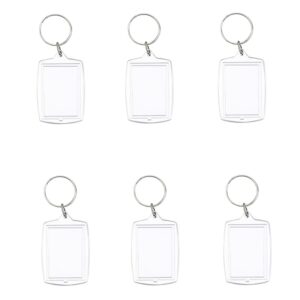 Medsuo 6pcs Double Sided Blank Picture Keychain Personalised Photo Key Fob Holder with Split Ring for Insert 4.6cm x 3.2cm Photo