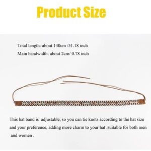 Hat Bands for Women Fedora Hat Men Cowboy Cowgirl Hats Handmade Men Belt Accessories Rope Belt (Braid)