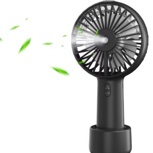 Portable Hand held Misting Fan, Small Personal USB Rechargeable Battery Operated Spray Fan Mister with 20ml Water Tank Mist Lash Fan Quiet 3 Speed Strong Cooling Wind for Travel Office Outdoors black