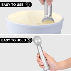 CUNSENR 7 inch Ice Cream Scoop - Professional Metal Ice Cream Scooper - Easy to Use & Clean - Non-Stick Aluminum Ice Cream Spoon - Lightweight Cookie Spoon - Scoop Ice Cream with Ease(Matt Sliver)