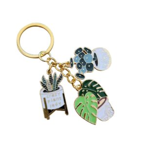 meimimix cute fashion keychain ladies succulent potted succulent shaped keychain golden car keychain jewelry for friends