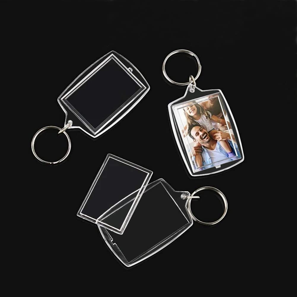 Medsuo 6pcs Double Sided Blank Picture Keychain Personalised Photo Key Fob Holder with Split Ring for Insert 4.6cm x 3.2cm Photo