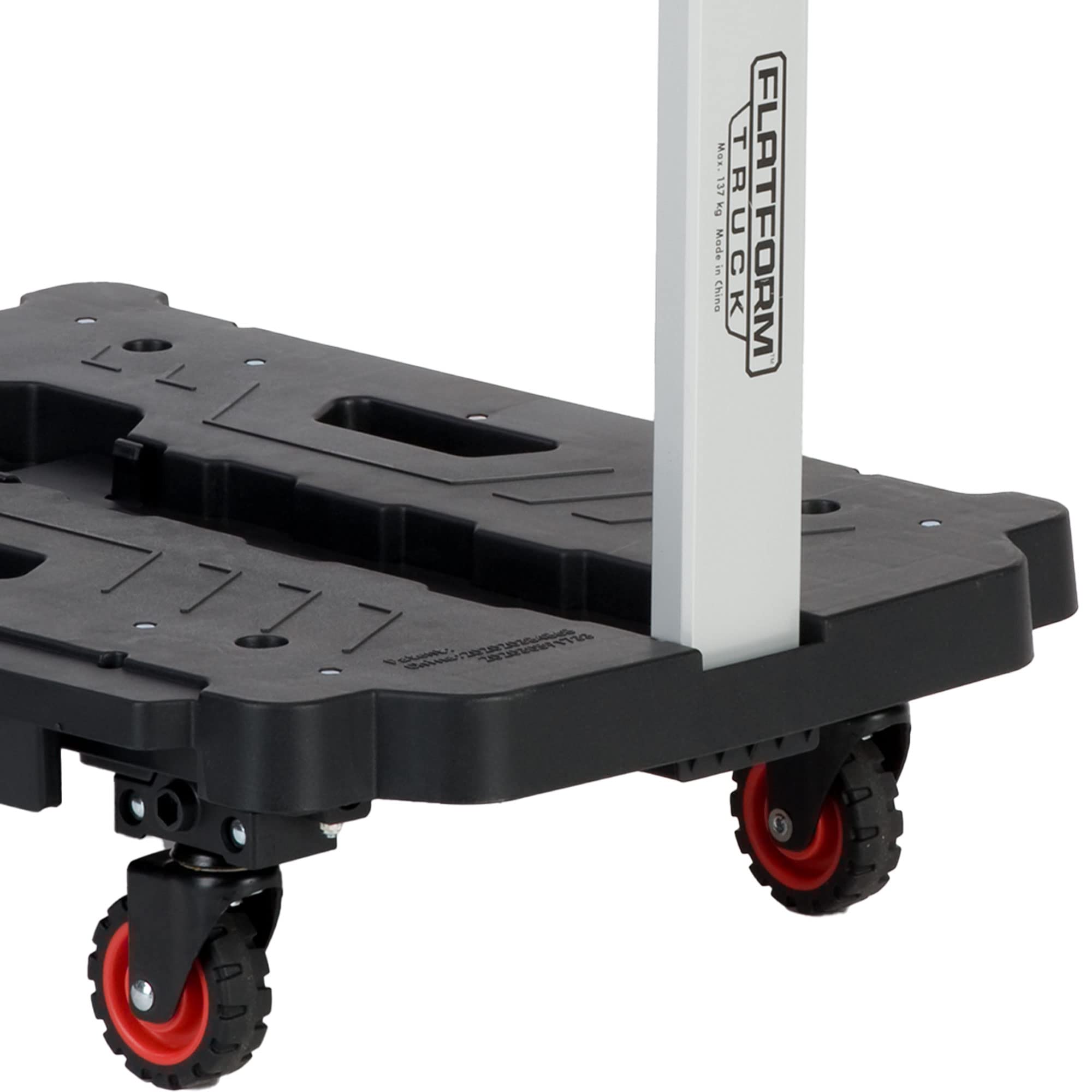 Magna Cart Foldable Hand Truck Platform Multifunctional Push Cart with Extendable Handle, 300 lb Capacity, and 360-Degree Swivel Wheels, Black/Red