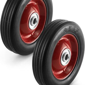 JDYYICZ 2 Pack 6" x 1.5",1/2" Axle, Premium Rubber Wheel with Ball Bearing, Hand Truck Wheel, Capacity up to 132 lbs