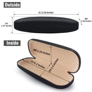 Marvolia Glasses Case Hard Shell - PU Leather Eyeglass Case Eyeglasses Case for Sunglasses Eye Glasses Case with Cleaning Cloth for Men Women - Black