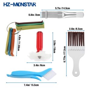 HZ-MONSTAR 7 Pcs Air Conditioner Fin Cleaner Set, 5 Different Ac Fin Comb Condenser Fin Straightener, 2 Different Brush Condenser, AC Coil Cleaner Fin Cleaner Evaporator Radiator Repair Clean Tool