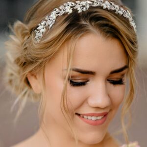 SWEETV Bridal Headpiece for Wedding Silver Crystal Bridal Hair Accessories for Wedding Headband for Women Hair Pieces