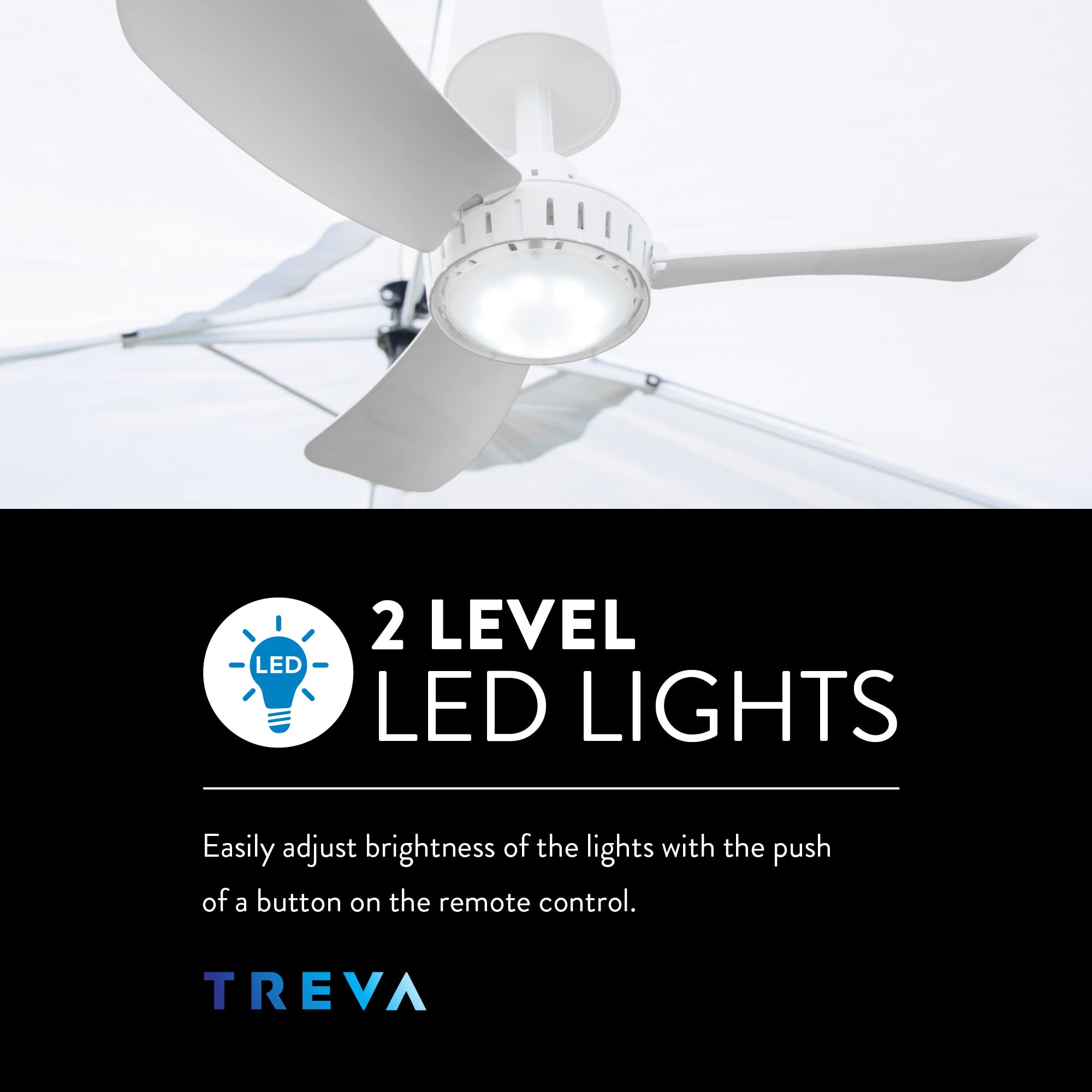 Treva Rechargeable 15 in Canopy Fan Easy to Assemble Portable Ceiling Fan For Your Outdoor Canopy Tent and Gazebo, Remote Control, 2 Speed Setting with LED Lighting No Tools Required