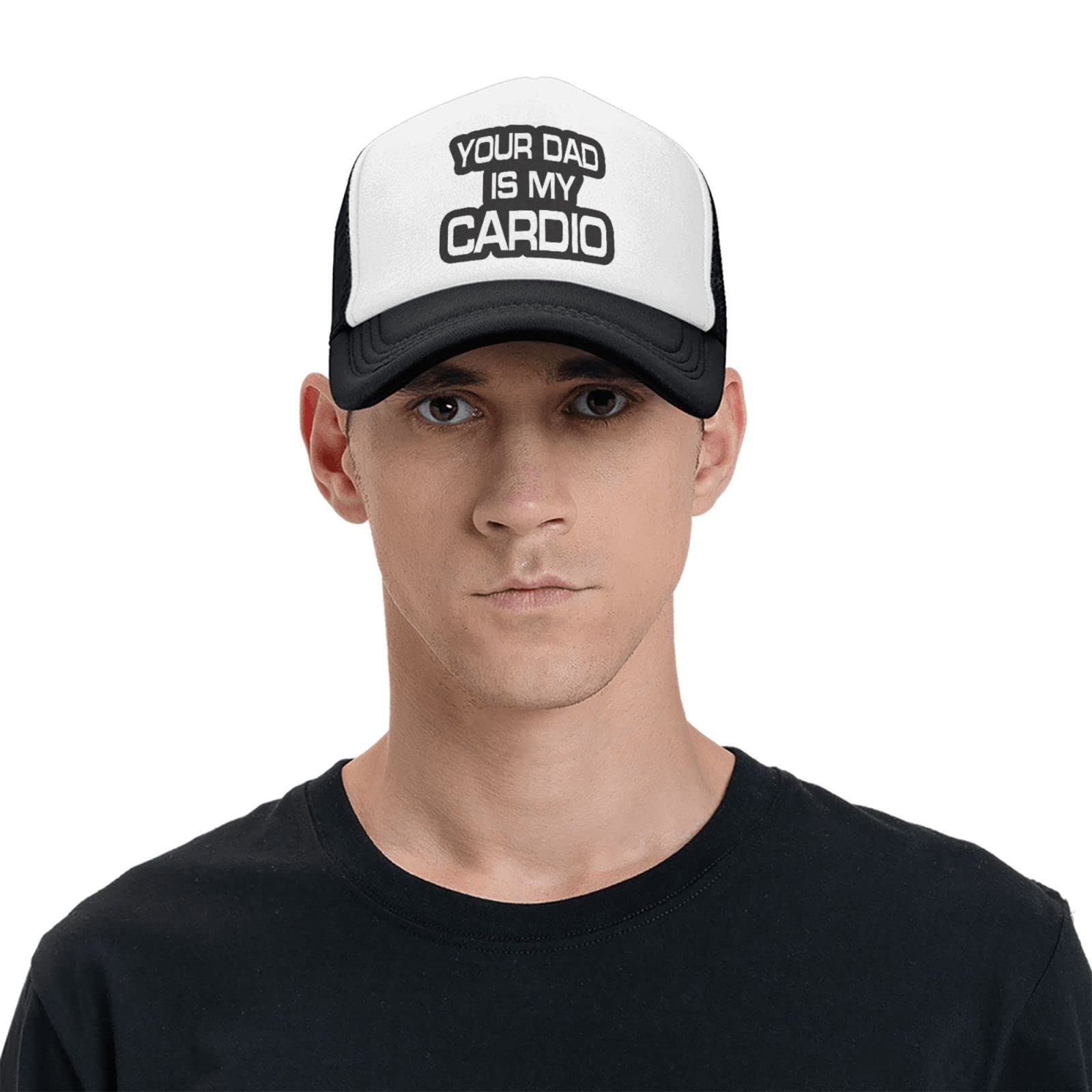 Piuuixe Your Dad is My Cardio Funny Baseball Cap Trucker Hats Sports Hat Men Women Black