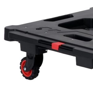 Magna Cart Foldable Hand Truck Platform Multifunctional Push Cart with Extendable Handle, 300 lb Capacity, and 360-Degree Swivel Wheels, Black/Red