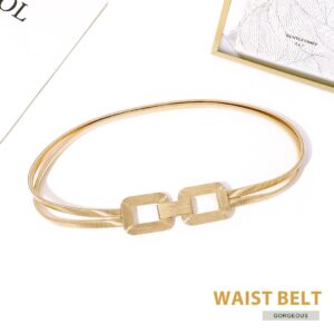 COSYDAYS Metal Waist Belt Gold Skinny Metal Waist Chain Elastic Dress Belt Buckle Waistband Jewelry for Women and Girls (Gold)