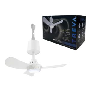 Treva Rechargeable 15 in Canopy Fan Easy to Assemble Portable Ceiling Fan For Your Outdoor Canopy Tent and Gazebo, Remote Control, 2 Speed Setting with LED Lighting No Tools Required