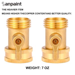 Sanpaint Water Hose Shut Off Valve, 2 Pack Heavy Duty 3/4 Inch Solid Brass Garden Hose Connector