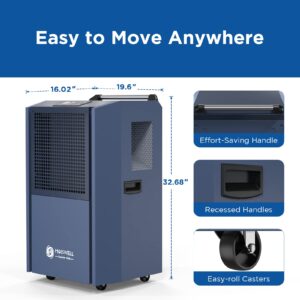 Moiswell 305 Pint Commercial Dehumidifier for Industrial Sites, Commercial-Grade Dehumidifiers with Drain Hose for Large Spaces Basements, Warehouse, Flood Water Damage Restoration, 5-Year Warranty