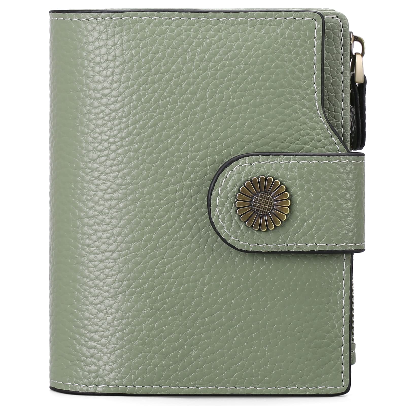 Falan Mule Women's Lightweight Genuine Leather Wallet, Includes Card Holders, RFID-Blocking, Lightweight, Photo & ID Holder, Green