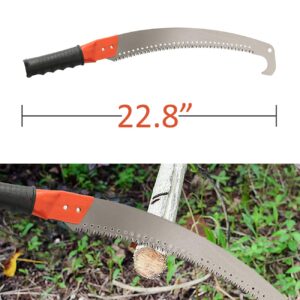 HOSKO 14FT Pole Saw for Tree Trimming, Long Extension Pruning Saw, Blade Tree Trimmer Pole, Manual Pole Cutter for, Yard Garden and Patios Trees Branches Cutting