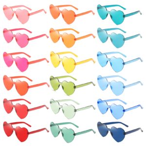 sunovelties 18 heart shape rimless sunglasses transparent candy color glasses colorful party eyewear for women