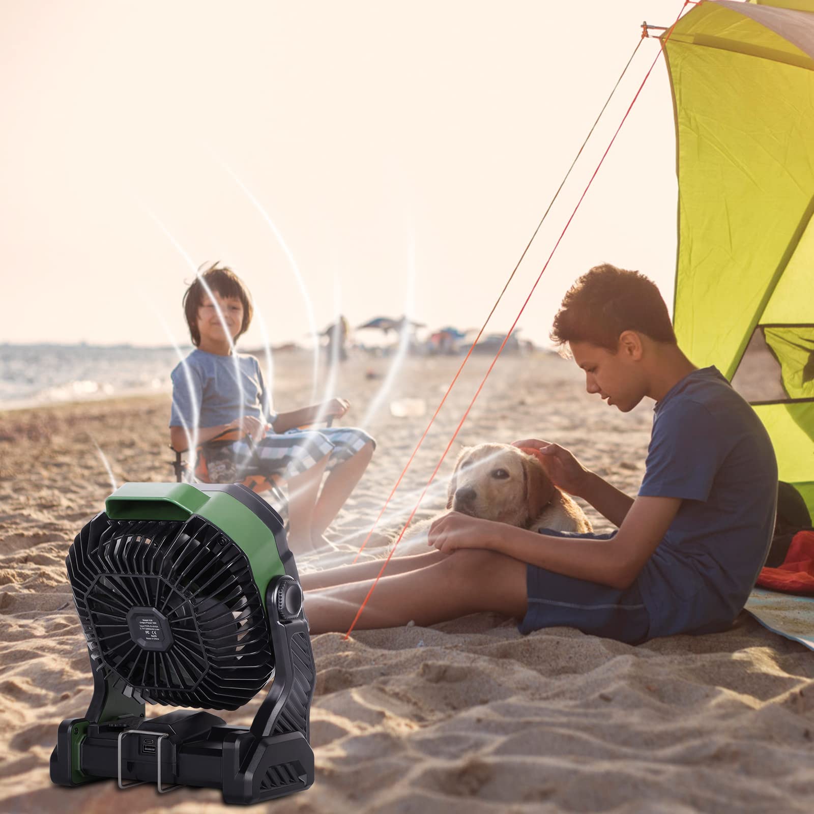 20000mAh Portable Camping Fan Rechargeable Portable fan for Travel Battery Powered Fan with LED Lantern,270° Rotation,USB Desk fan Battery Rechargeable Fan Tent Fan for camping essentials with Hook