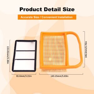 JICHEKU 4238 141 0300 Air Filter with 4238-140-1800 Pre Cleaner Compatible with 4238 140 4401 42381410300B Stihl TS410 TS420 TS410Z TS420Z TS480 TS500i Concrete Cutoff Saw Lawn Mower (5Packs)