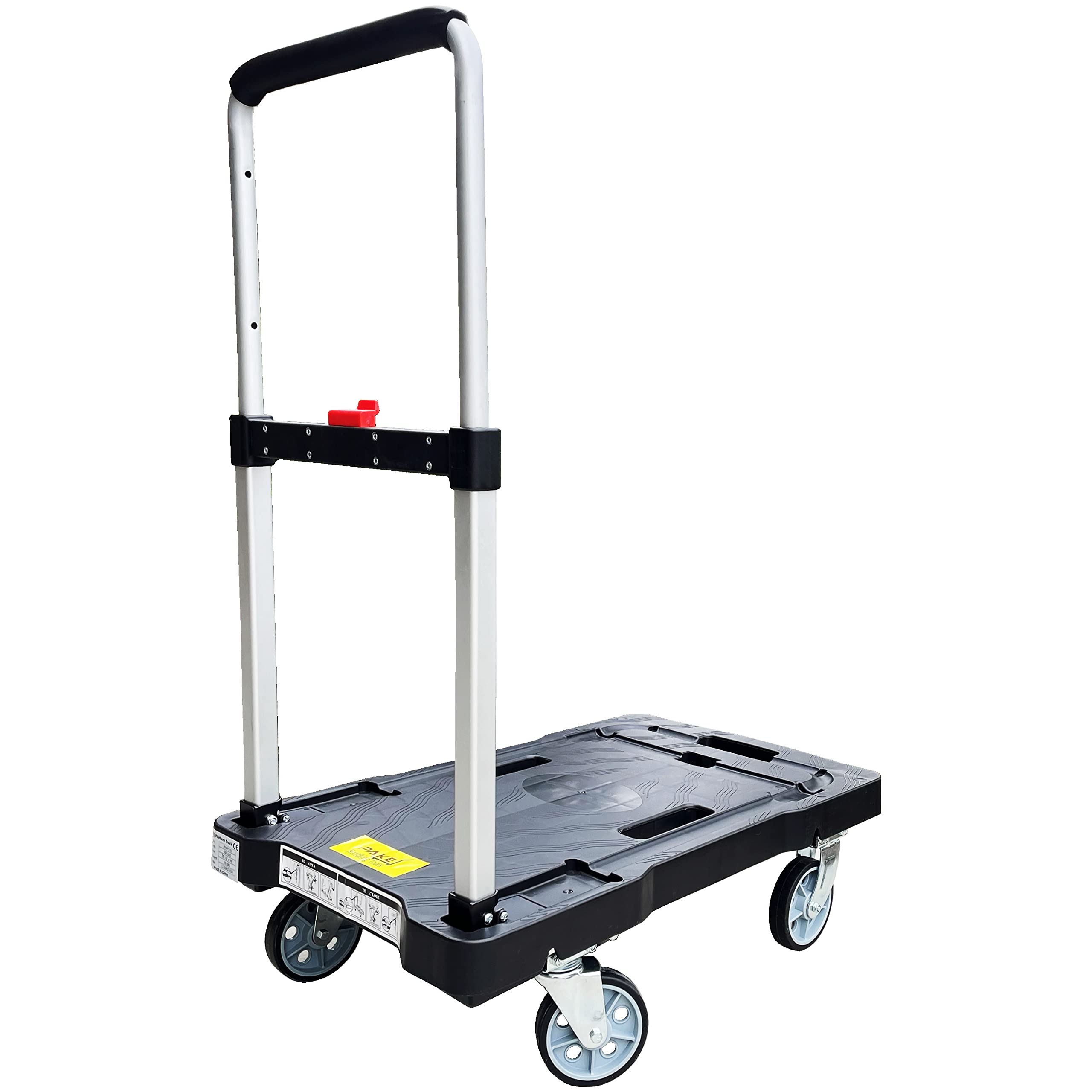 Fold Flat Cart, Plastic, 300 lb. Cap, 26" x 16-1/4" x 36"