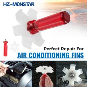 HZ-MONSTAR 7 Pcs Air Conditioner Fin Cleaner Set, 5 Different Ac Fin Comb Condenser Fin Straightener, 2 Different Brush Condenser, AC Coil Cleaner Fin Cleaner Evaporator Radiator Repair Clean Tool