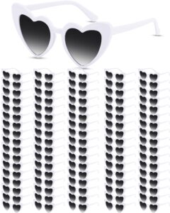 hoteam 100 pairs heart shaped sunglasses bachelorette sunglasses bulk bachelorette party decorations glasses women for wedding (white)