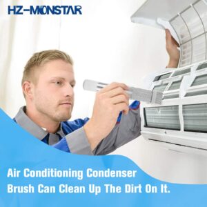 HZ-MONSTAR 7 Pcs Air Conditioner Fin Cleaner Set, 5 Different Ac Fin Comb Condenser Fin Straightener, 2 Different Brush Condenser, AC Coil Cleaner Fin Cleaner Evaporator Radiator Repair Clean Tool