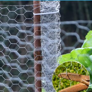 16in x 82ft Chicken Wire, TOYPOPOR 40cm x 25m Poultry Wire Netting Hexagonal Galvanized Mesh Garden Fence Barrier for Pet Rabbit Chicken Fencing (16In x 82FT)