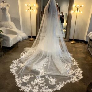 EllieWely Cathedral Length 1 Tier Lace Wedding Bridal Veil F13 3 M Ivory