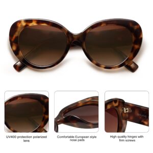 SOJOS Retro Cat Eye Polarized Sunglasses Womens Vintage Shades Trendy Designer Sun Glasses UV Protection SJ2261 with Tortoise/Brown Lens