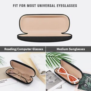 Marvolia Glasses Case Hard Shell - PU Leather Eyeglass Case Eyeglasses Case for Sunglasses Eye Glasses Case with Cleaning Cloth for Men Women - Black