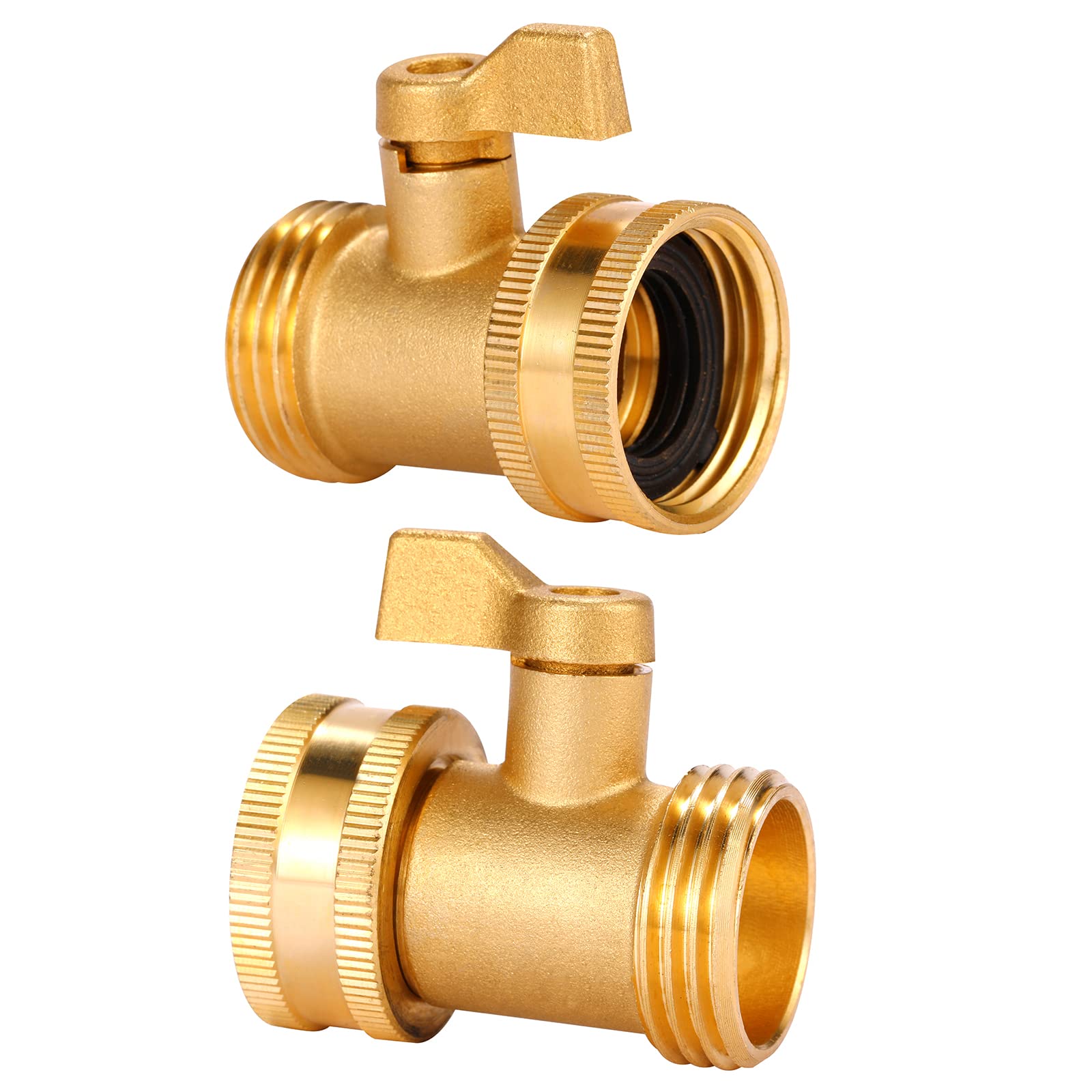 Sanpaint Water Hose Shut Off Valve, 2 Pack Heavy Duty 3/4 Inch Solid Brass Garden Hose Connector