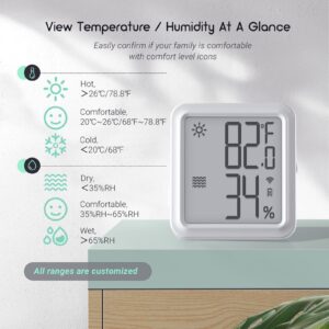 INKBIRD WiFi Thermometer Hygrometer, Indoor Temperature Sensor IBS-TH3-PLUS with Electronic Display, Humidity Monitor with App Alert 1 Year Data Storage Export, Digital Remote Monitor for Room