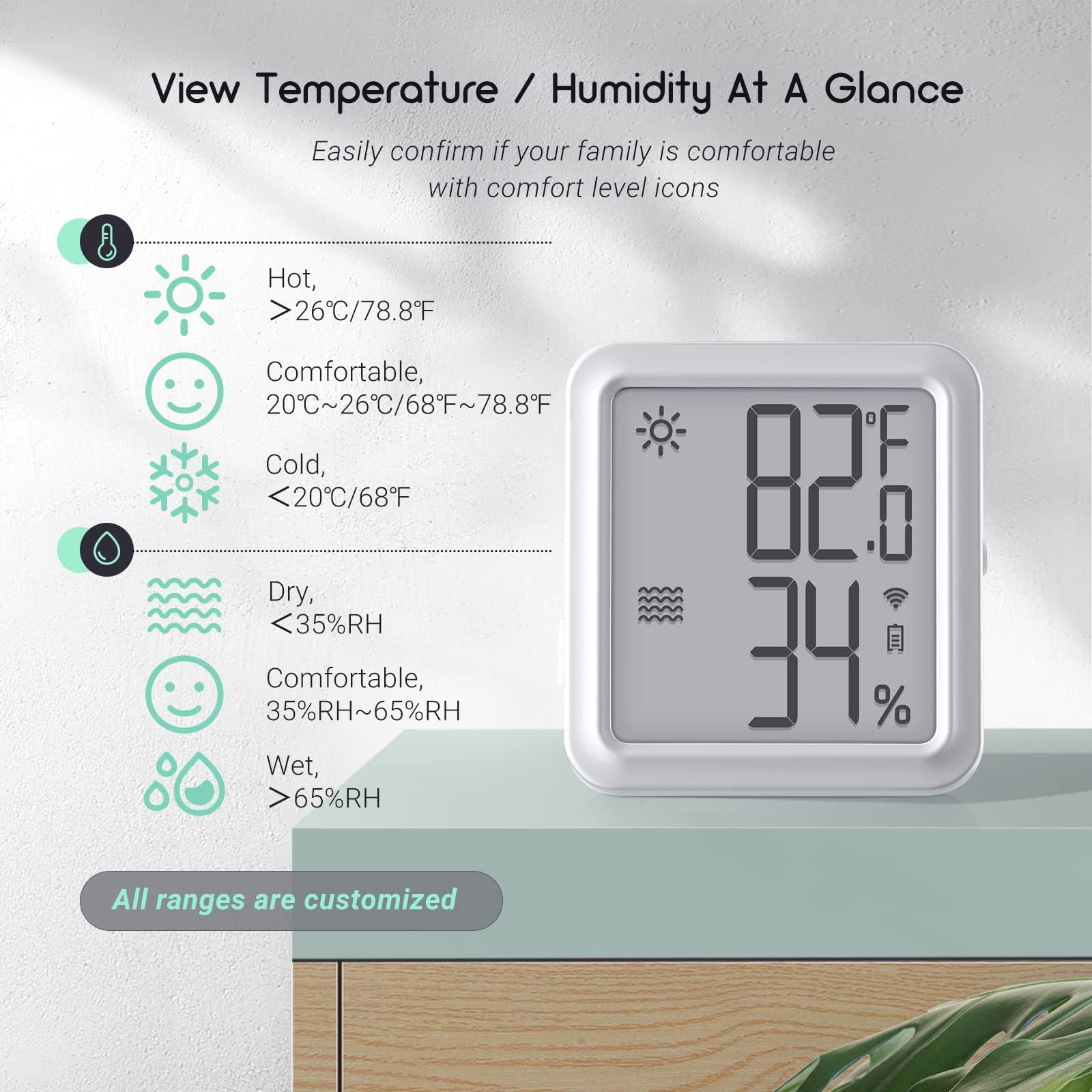 INKBIRD WiFi Thermometer Hygrometer, Indoor Temperature Sensor IBS-TH3-PLUS with Electronic Display, Humidity Monitor with App Alert 1 Year Data Storage Export, Digital Remote Monitor for Room