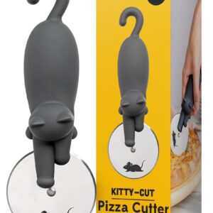 NEW!! Kitty Cut Pizza Cutter Wheel by OTOTO - Pizza Wheel, Pizza Slicer, Pizza Cutters Stainless Steel, Funny Kitchen Gadgets and Kitchen Gifts, Cute Kitchen Accessories, Cat Gift for Women Cat Lovers