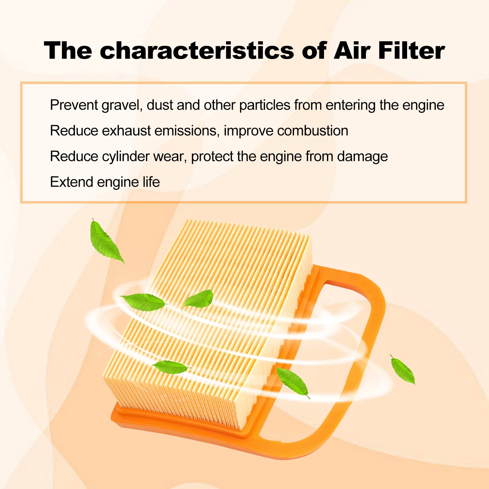 JICHEKU 4238 141 0300 Air Filter with 4238-140-1800 Pre Cleaner Compatible with 4238 140 4401 42381410300B Stihl TS410 TS420 TS410Z TS420Z TS480 TS500i Concrete Cutoff Saw Lawn Mower (5Packs)