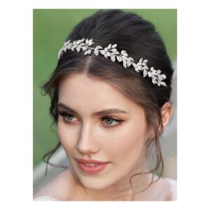 SWEETV Bridal Headpiece for Wedding Silver Crystal Bridal Hair Accessories for Wedding Headband for Women Hair Pieces