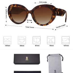 SOJOS Retro Cat Eye Polarized Sunglasses Womens Vintage Shades Trendy Designer Sun Glasses UV Protection SJ2261 with Tortoise/Brown Lens